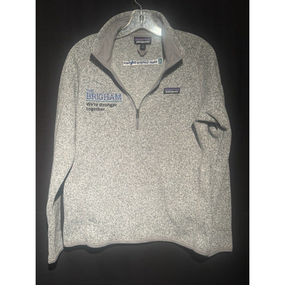 Patagonia Better Sweater 1/4 Zip Fleece Womens Medium Gray Pullover Embroidered